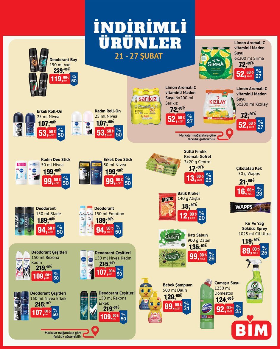 BİM market 21 Şubat–27 Şubat indirimli ürünler ve kampanyalar